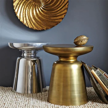 bronzas metāla ziemeļvalstu apaļā galda pusē moderns viesistabas mēbeles misiņa kafijas galda zelta kafijas galds
