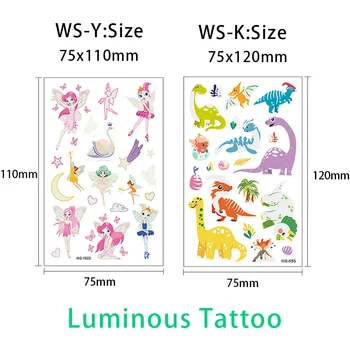 Gaismas Tetovējumu Uzlīmes Bērniem Roku Seju Mirdzošu, Tetovējums, Bērnu, Body Art Tattoo Dinozauru Pirātu Unicorn Sirēna Tetovējums Karikatūra