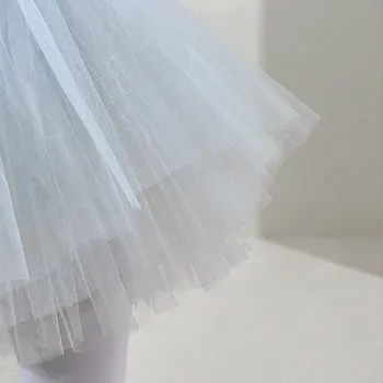 Ar garām Piedurknēm Deju Leotard Ballet 4 Slāņi Tutu Balerīna Apģērbs Meitenēm Toddler Savirmot Tilla Svārki, Kostīms Vingrošanas Skate