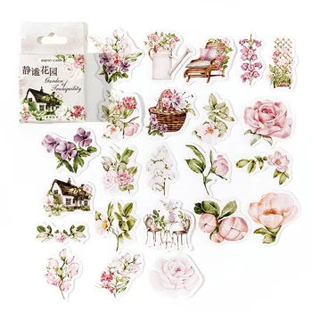 46 gab./iepak Lodziņā uzlīmes dārzu mākslas rozā un balti ziedi multi-stilu, radošo diy puses telts dekoratīvās blīvējuma uzlīmes