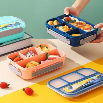 Pārtikas Kastē Tiffin Lodziņā Lunchbox Skolas Bērniem Līdzsvaru Bento 4. Aile Nodalījuma Pusdienas Kaste Virtuves Piederumi Bērniem Uzkodu Turētājs