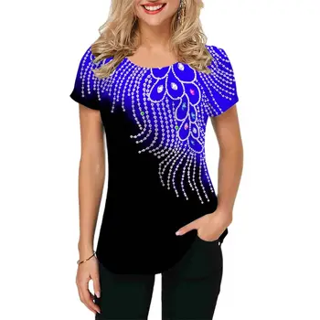Modes Sieviešu Blūze 2023 Vasaras 3D Slīpums Drukāšanas Īsām Piedurknēm Topi, t-veida, Ikdienas Ikdienas Sieviešu T-krekls Lielgabarīta Y2k Apģērbtu