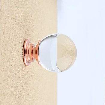 30 mm Caurspīdīga Kristāla Gaismas Bumba Bubble Matēta Rose Gold Rīkoties ar Atvilktņu Skapis Skapja Durvīm, Maza Roktura Vienu Caurumu