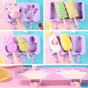 Silikona saldējums Pelējuma Popsicle Pelējuma Cute Karikatūra Dzīvnieku Ledus Pop Veidnē ar Vāku un Nūjas Atkārtoti DIY Pieņemšanas Vasaras Izlasi